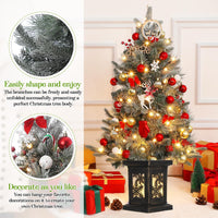 Garvee 3 ft Christmas Tree, Small Prelit Snow Flocked Christmas Tree with 78 Warm White Lights, Battery Box, 8 Lighting Modes, Xmas Holiday Decor for Tabletop, Home, Entrances