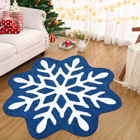 Garvee Christmas Bathroom Rugs 3x3 Snowflake Bath Mat, Non Slip Washable Area Rug, Low Pile Blue Soft Decorative Carpet, Foldable Floor Mats for Entryway, Bedroom, Under Christmas Tree