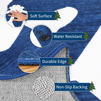 Garvee Christmas Bathroom Rugs 3x3 Snowflake Bath Mat, Non Slip Washable Area Rug, Low Pile Blue Soft Decorative Carpet, Foldable Floor Mats for Entryway, Bedroom, Under Christmas Tree