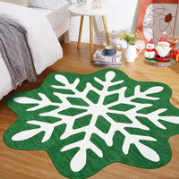Garvee Christmas Snowflake Area Rug 4x4 Non Slip Decorative Washable Rugs for Living Room, Low Pile Green Foldable Soft Carpet, Holiday Decor Floor Mats for Bedroom, Under Christmas Tree