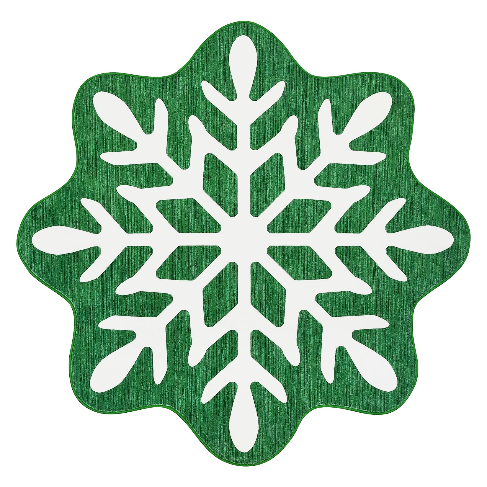 Garvee Christmas Snowflake Area Rug 4x4 Non Slip Decorative Washable Rugs for Living Room, Low Pile Green Foldable Soft Carpet, Holiday Decor Floor Mats for Bedroom, Under Christmas Tree
