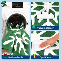 Garvee Christmas Bathroom Rugs 3x3 Snowflake Bath Mat, Non Slip Washable Area Rug, Low Pile Green Soft Decorative Carpet, Foldable Floor Mats for Entryway, Bedroom, Under Christmas Tree