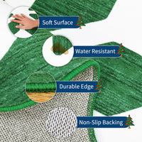 Garvee Christmas Snowflake Area Rug 4x4 Non Slip Decorative Washable Rugs for Living Room, Low Pile Green Foldable Soft Carpet, Holiday Decor Floor Mats for Bedroom, Under Christmas Tree