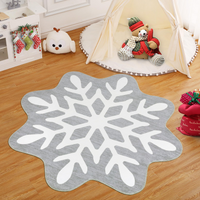 Garvee Christmas Snowflake Area Rug 4x4 Non Slip Decorative Washable Rugs for Living Room, Low Pile Grey Foldable Soft Carpet, Holiday Decor Floor Mats for Bedroom, Under Christmas Tree