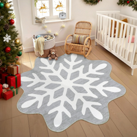 Garvee Christmas Bathroom Rugs 3x3 Snowflake Bath Mat, Non Slip Washable Area Rug, Low Pile Grey Soft Decorative Carpet, Foldable Floor Mats for Entryway, Bedroom, Under Christmas Tree
