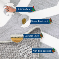 Garvee Christmas Bathroom Rugs 3x3 Snowflake Bath Mat, Non Slip Washable Area Rug, Low Pile Grey Soft Decorative Carpet, Foldable Floor Mats for Entryway, Bedroom, Under Christmas Tree