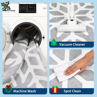 Garvee Christmas Snowflake Area Rug 5x5 Non Slip Decorative Washable Rugs for Living Room, Low Pile Grey Foldable Soft Carpet, Holiday Decor Floor Mats for Bedroom, Nursery