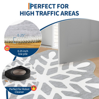 Garvee Christmas Snowflake Area Rug 4x4 Non Slip Decorative Washable Rugs for Living Room, Low Pile Grey Foldable Soft Carpet, Holiday Decor Floor Mats for Bedroom, Under Christmas Tree