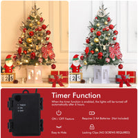 Garvee 3ft Pre-Lit Christmas Tree with 78 LED Lights, Artificial Christmas Tree with Snowflakes and Red Berries, 8 Lighting Modes, Lighting Snowman Base for Home, Porch, Office, Set of 2