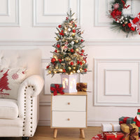 Garvee 3ft Pre-Lit Christmas Tree, Artificial Christmas Tree with Lighting Snowman Base, Snow Flocked Xmas Tree with 78 LED Lights, Battery Operated and Timer Function, Xmas Decoration for Home