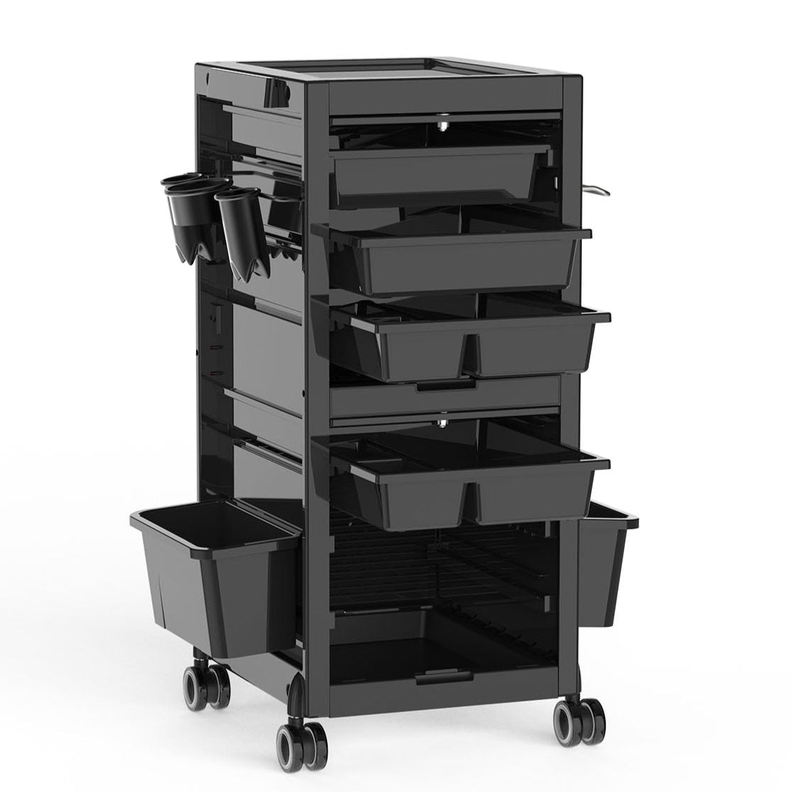 Garvee Salon Tool Storage Trolley Rolling Cart with 6 Trays & 3 Heat Resistant Appliance Holder, SPA Beauty Hairdressing Lockable Tool Cart with 2 Keys - Extra Storage New Upgrade