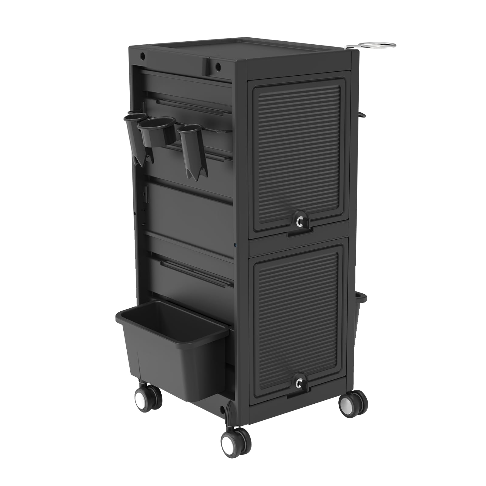 Salon Tool Storage Trolley Rolling Cart with 6 Trays & 3 Heat Resistant Appliance Holder, SPA Beauty Hairdressing Lockable Tool Cart with 2 Keys - Extra Storage New Upgrade