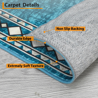 Garvee Bordered Blue-Green 4x6 Machine Washable for Living Room Modern Area Rug, Non-Slip Stain Resistant Accent Rug Indoor Minimalist Border Floor Cover Carpet for Bedroom