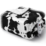 Garvee Heated Electric Blanket, 10 Heat Levels & 1-12h Time Settings Cow Print Heating Blankets,  ETL Certified, Machine Washable, Cozy Home Use - Cow-Black