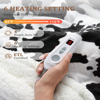 Garvee Heated Electric Blanket, 10 Heat Levels & 1-12h Time Settings Cow Print Heating Blankets,  ETL Certified, Machine Washable, Cozy Home Use