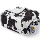 Garvee Heated Electric Blanket Twin Size, Cow Print Fast Heating Throw Blankets with LCD Controller, 10 Heat Levels & 1-12H Time Settings Auto Off, ETL Certified, Brown White, 62" x 84" - Cow-Brown