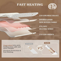 Garvee Heated Electric Blanket Full Size, Cow Print Fast Heating Throw Blankets with LCD Controller, 10 Heat Levels & 1-12H Time Settings Auto Off, ETL Certified, Brown White, 72" x 84"