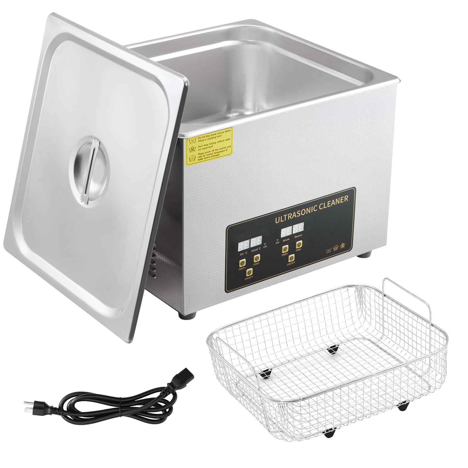 240W 10L Ultrasonic Cleaner for Jewelry with Timer, Silver