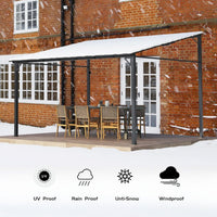 Garvee 10'x 14' Lean to Gazebo, Hardtop Wall Pergola with Polycarbonate Roof, Aluminum Frame Mounted Gazebo for Lawn Patio Deck Yard and Party