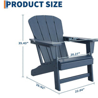 Garvee Adirondack Chair Set of 2 HDPE Plastic Oversize 380LB Weather Resistant Poly Lumber Wood Texture Navy Blue Outdoor Patio Deck Pool