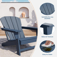 Garvee Adirondack Chair Set of 2 HDPE Plastic Oversize 380LB Weather Resistant Poly Lumber Wood Texture Navy Blue Outdoor Patio Deck Pool