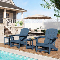 Garvee Adirondack Chair Set of 2 HDPE Plastic Oversize 380LB Weather Resistant Poly Lumber Wood Texture Navy Blue Outdoor Patio Deck Pool