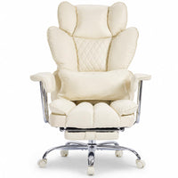 Garvee Big and Tall Ergonomic Office Chair – 350LBS Heavy Duty, Pocket Spring Cushion, 150° Recline, Adjustable Armrests, Footrest, PU Leather, Lumbar Support – Executive Desk Chair for Home Office – Milky Coffee