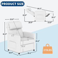 Garvee Power Recliner Chair for Adults, Electric Recliner Adjustable Backrest & Footrest, Ergonomic Overstuffed 1.5X Sponge Padding Durable Frame USB Port Living Room Home Theater, White