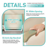 Garvee Stand Assist Aid for Elderly, Support Up to 300Lbs, Adjustable Chair Couch Stand Assist for Home Hospital, Bed Toilet Chair Lift Assist for Seniors, Patients and Disabled, Khaki