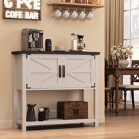 Garvee Farmhouse Entryway Table, Console Table with 2 Storage Cabinets, Coffee Bar Cabinet, Sofa Tables Buffet Sideboard for Kitchen, Hallway, Dining, Living Room-White