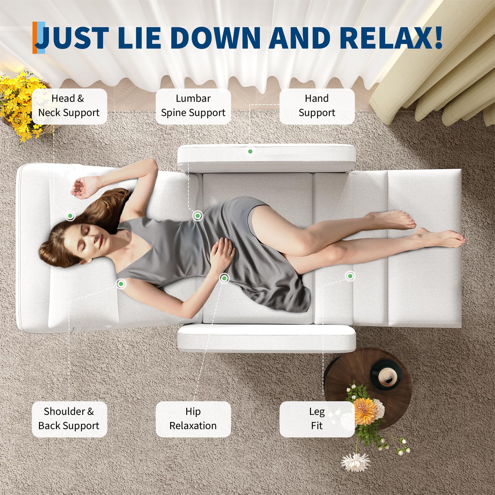 Garvee Power Recliner Chair for Adults, Electric Recliner Adjustable Backrest & Footrest, Ergonomic Overstuffed 1.5X Sponge Padding Durable Frame USB Port Living Room Home Theater, White