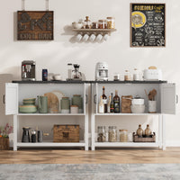 Garvee Farmhouse Entryway Table, Console Table with 2 Storage Cabinets, Coffee Bar Cabinet, Sofa Tables Buffet Sideboard for Kitchen, Hallway, Dining, Living Room-White