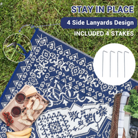 Garvee Outdoor Navy Blue & White 8x10 Plastic Straw Rug, Waterproof Stain Resistant Reversible Carpet for Camping, Backyard, RV, Patio