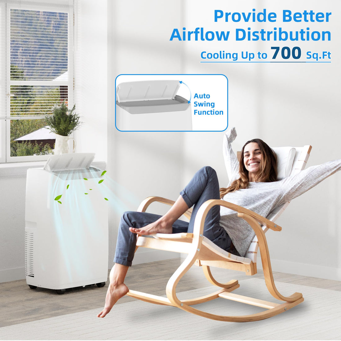 Garvee 14000 BTU Portable Air Conditioner 3-in-1 AC Unit Dehumidifier Fan Remote Control for Rooms Up to 700 Sq Ft Sleep Mode Timer - White