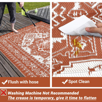 Garvee Outdoor Brick Red 9x18 Plastic Straw Rug, Waterproof Stain Resistant Reversible for Camping, Garden, Backyard, RV, Patio