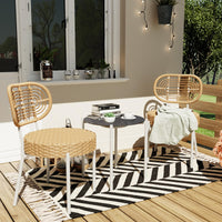 Garvee 3 Piece Patio Bistro Set, Outdoor Wicker Chairs with Table, Rattan Patio Furniture Set for Outdoor, Patio, Deck, Backyard, White & Brown