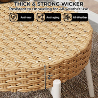 Garvee 3 Piece Patio Bistro Set, Outdoor Wicker Chairs with Table, Rattan Patio Furniture Set for Outdoor, Patio, Deck, Backyard, White & Brown