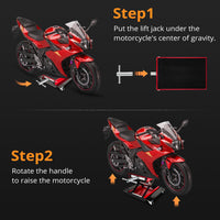 Garvee 1100 LBS Motorcycle Dirt Bike Scooter Crank Stand With Casters, Wide Deck Motorcycle Center Scissor Lift Jack Repair Hoist Stand Bikes ATVs