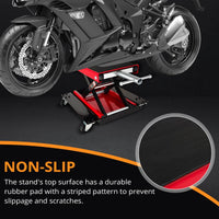 Garvee 1100 LBS Motorcycle Dirt Bike Scooter Crank Stand With Casters, Wide Deck Motorcycle Center Scissor Lift Jack Repair Hoist Stand Bikes ATVs