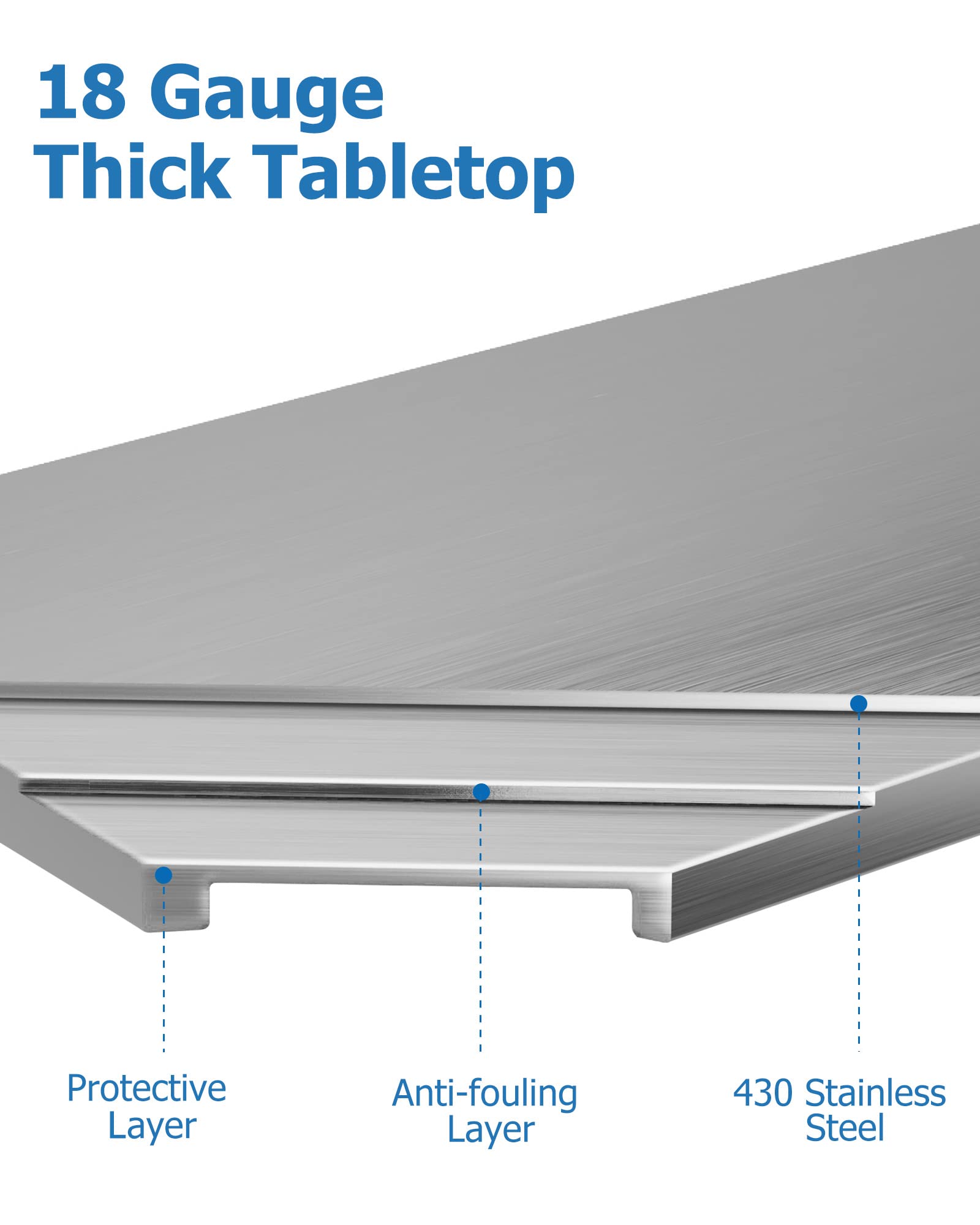 GARVEE Stainless Steel Folding Table Commercial Kitchen Prep Table without Undershelf