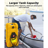 Garvee 15 Gallon Portable Fuel Caddy, 10-ft hose, siphon pump, 7.5 L/min manual nozzle, diesel/gasoline tank - Yellow