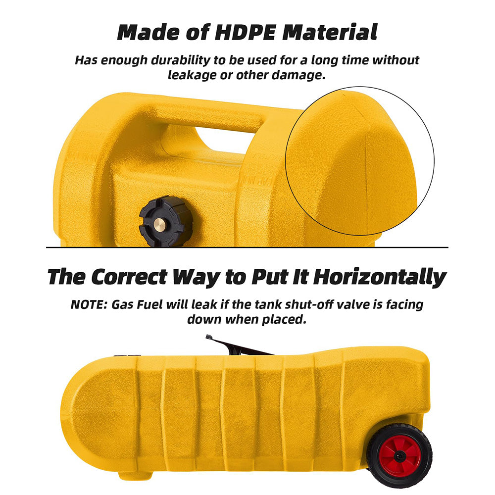 Garvee 15 Gallon Portable Fuel Caddy, 10-ft hose, siphon pump, 7.5 L/min manual nozzle, diesel/gasoline tank - Yellow