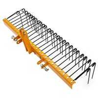 Garvee Pine Straw Rake 60 Inch , 6mm Rake Needle, 26 Coil Spring Tines Durable Powder Coated Steel Tow Behind Landscape Rake with 3 Point Hitch Receiver Attachment Fit to Cat0 Cat 1 Tractors for Leaves Grass, Yellow