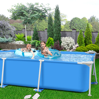 Garvee 118"L x 79"W x 26"H Above Ground Outdoor Swimming Pool Rectangular Frame for Backyard, Durable Steel Construction