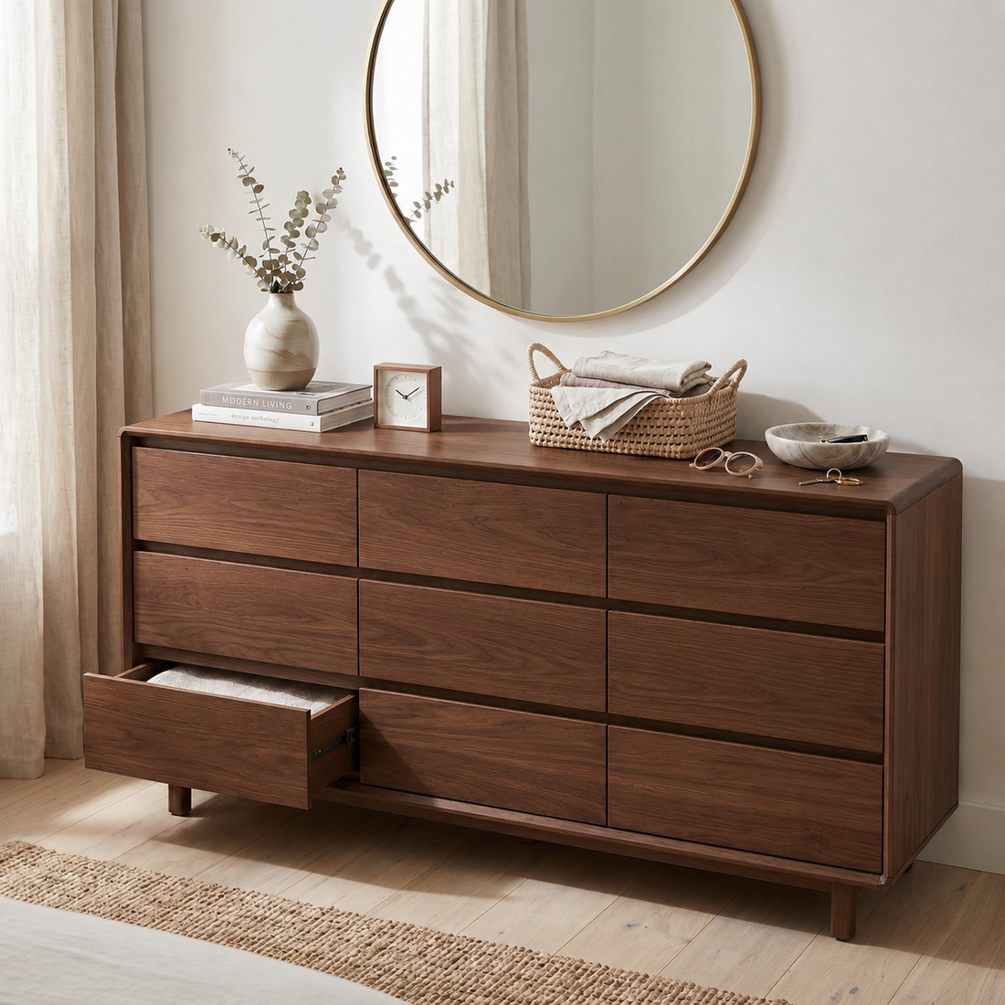 Garvee 9 Drawer Dresser for Bedroom, 63" Wide Chest of Drawers with Curved Safety Corners, Storage Cabinet, Dresser TV Stand for Living Room