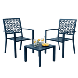 Garvee 3-Piece Green Patio Bistro Set, Foldable Steel Table and 2 Chairs for Balcony, Garden, Porch & Small Outdoor Spaces,Navy Blue - Navy Blue