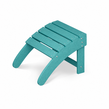 Garvee All-Weather Blue HDPE Adirondack Ottoman, Curved Outdoor Footrest with 200 lbs Support for Patio Chairs, Backyard & Poolside