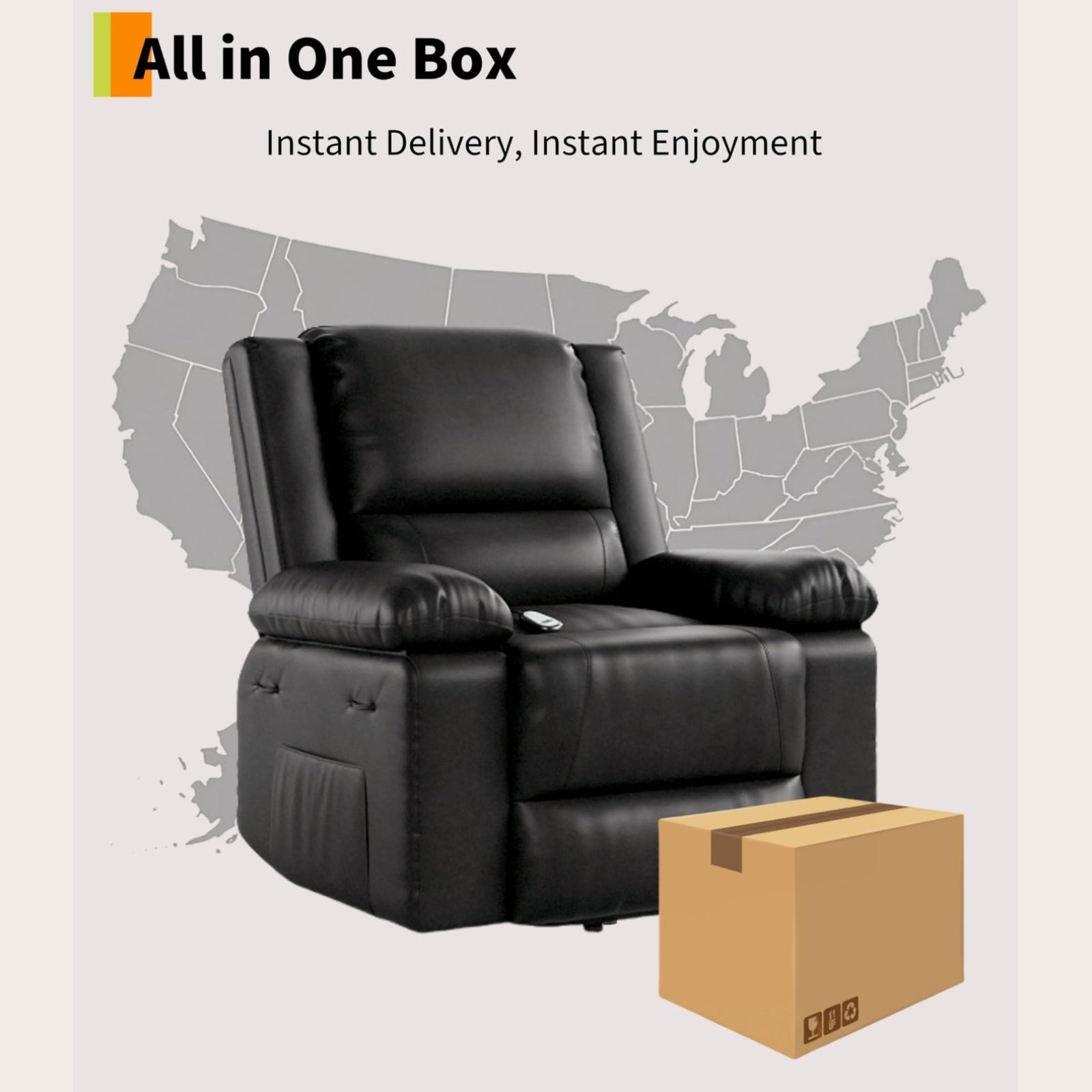 Garvee PU Leather Power Lift Recliner Chair with Massage and Heat, 8-Point Vibration, Adjustable Back and Leg Support, Electric Lift Chair Designed for Mobility Aid Elderly Relaxation, Black