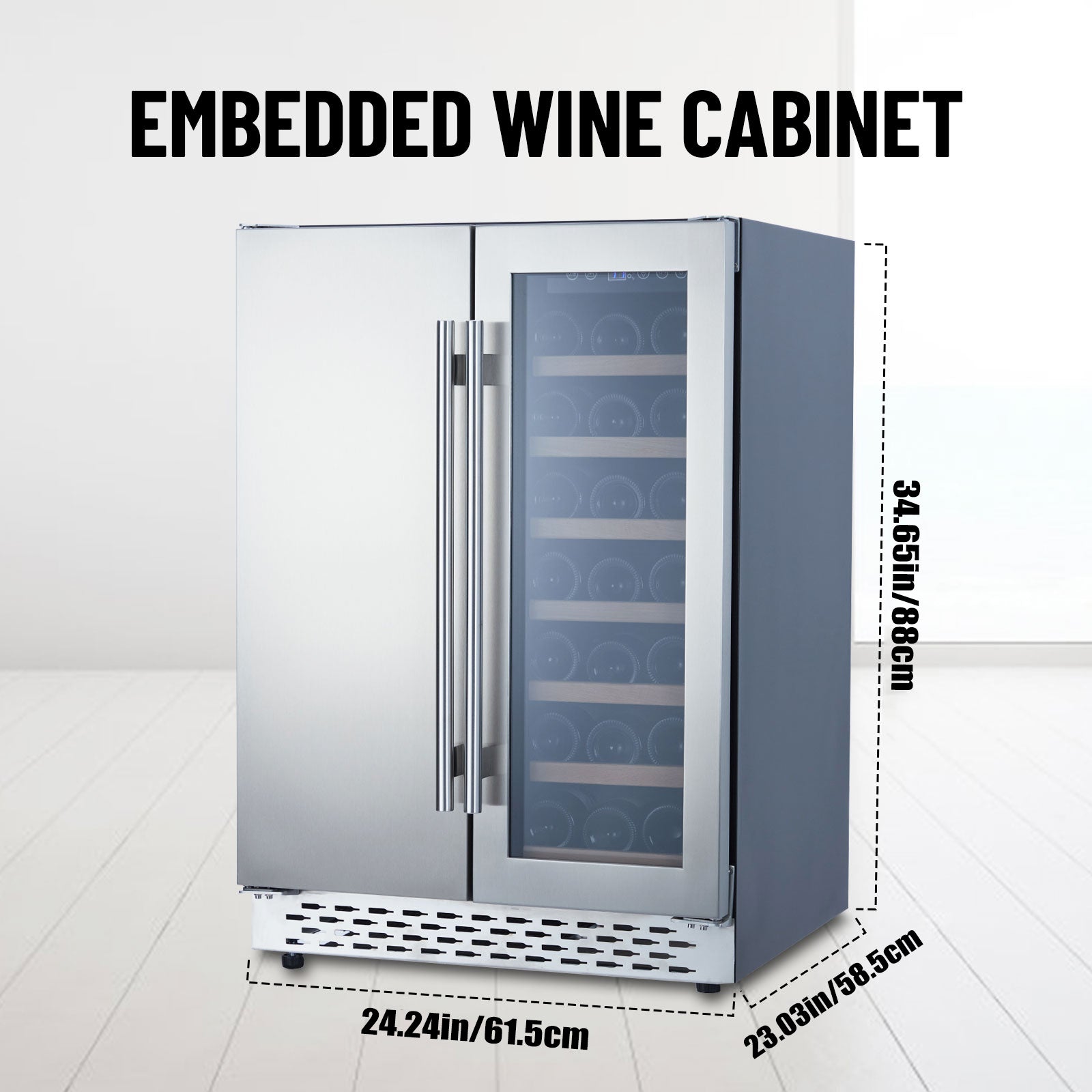 Garvee Beverage and Wine Cooler - Dual Zone, Built-in and Freestanding, Holds 54 Cans and 20 Bottles, Independent Temperature Control, Upgraded Quiet Compressor.