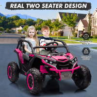 Garvee Ride - P Series: 24V Ride On Utv For Kids,2 Seater 4WD Electric Truck With Remote Control, High And Low Speed Adjustment, Led Lights, 4 Shock Absorbersm,One Click Start, Music Player(Rose)